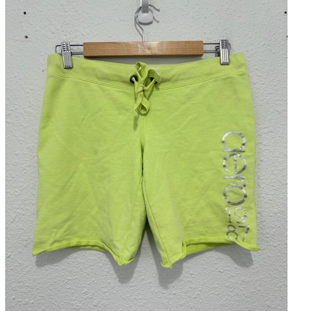 y2k aeropostale green sweat shorts preppy 2010s low rise prep small